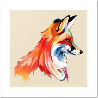 Watercolor Fox Bust Posters and Art